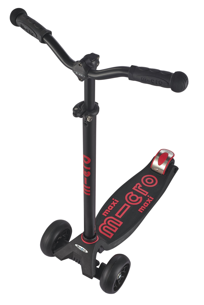 Maxi Micro Deluxe Pro - Black/Red - 3-Wheeled Scooter for Kids, Ages 5-12