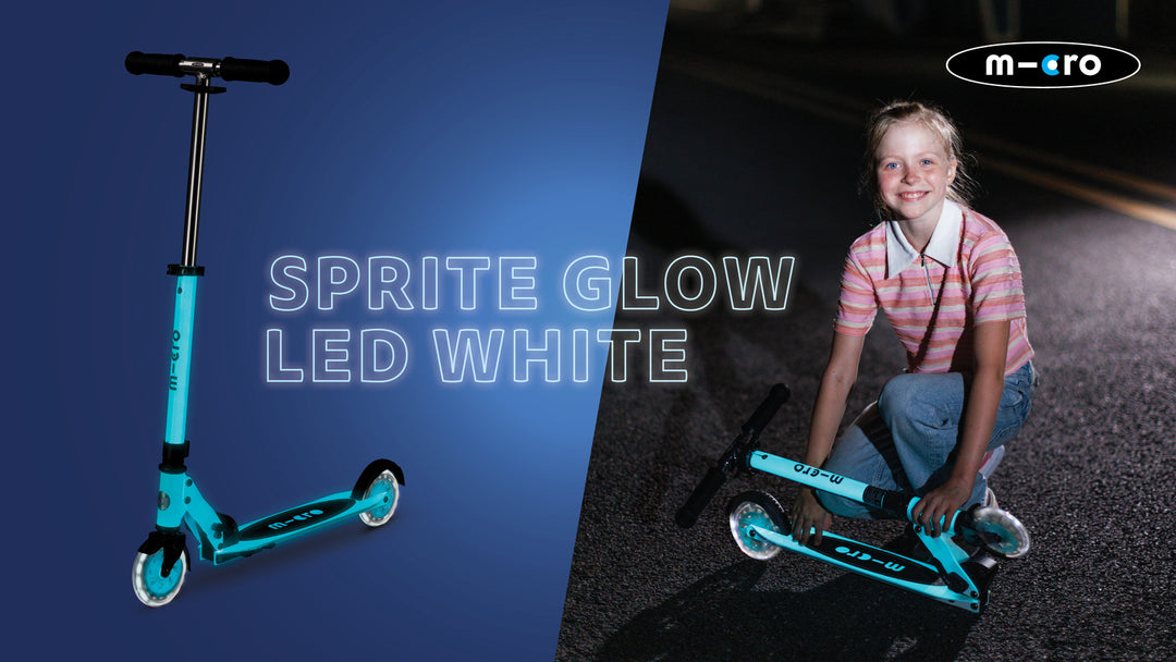 Micro Sprite Scooter - LED Wheels - Glow White - 2-Wheeled Scooter for Kids and Teens