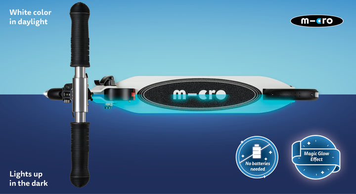Micro Sprite Scooter - LED Wheels - Glow White - 2-Wheeled Scooter for Kids and Teens