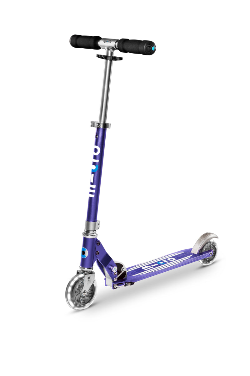 Micro Sprite Scooter - LED Wheels - Blue Stripe - 2-Wheeled Scooter for Kids and Teens