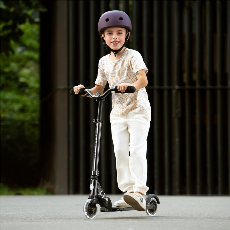 Micro Sprite Neochrome Scooter - LED Wheels - Black - 2-Wheeled Scooter for Kids and Adults