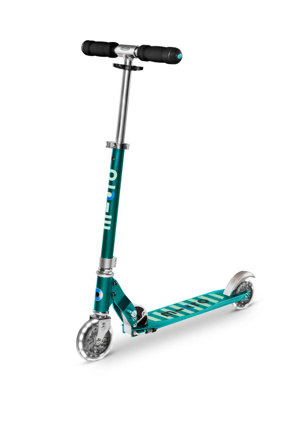 Micro Sprite Scooter - LED Wheels - Petrol Stripe - 2-Wheeled Scooter for Kids and Teens