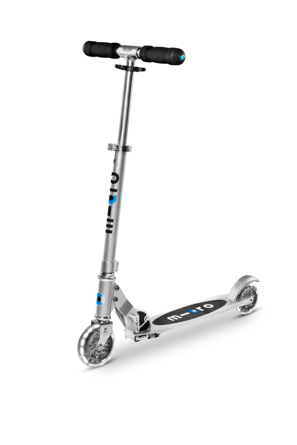 Micro Sprite Scooter - LED Wheels - Silver - 2-Wheeled Scooter for Kids and Teens