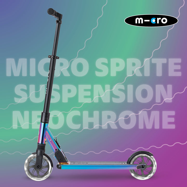 Micro Sprite Suspension Scooter - LED Neochrome - 2-Wheeled Scooter for Kids and Adults