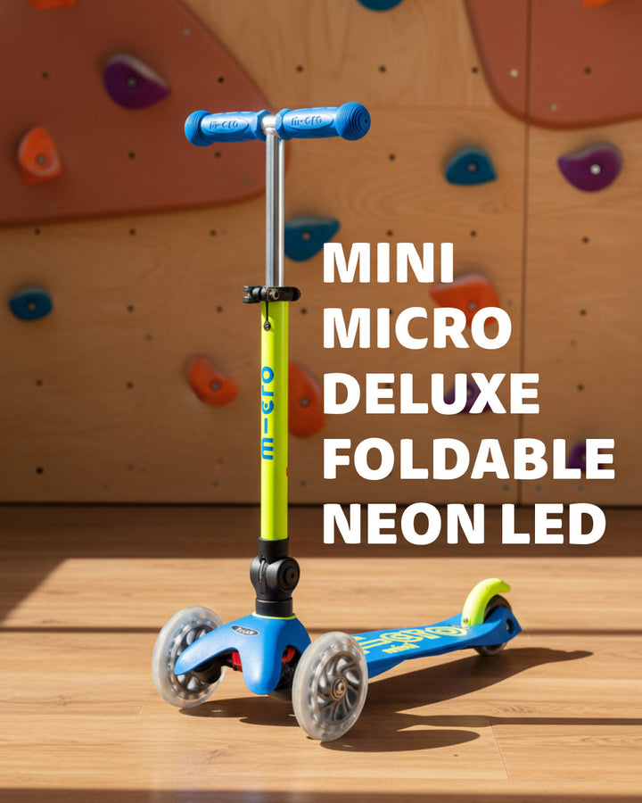 Mini Micro Deluxe - Foldable Neon LED - Canary Yellow | 3-Wheeled Scooter for ages 2-5