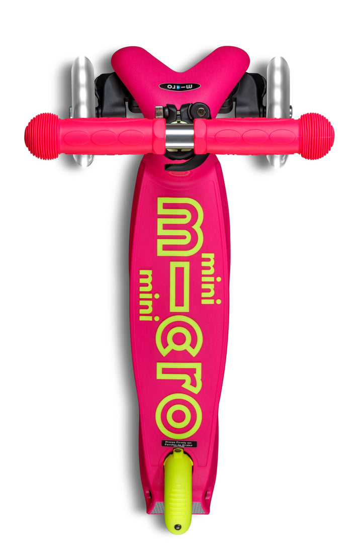 Mini Micro Deluxe - Foldable Neon LED - Flamingo Yellow | 3-Wheeled Scooter for ages 2-5