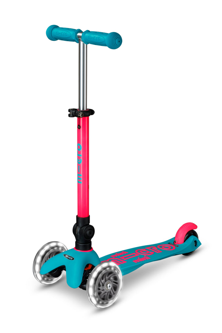 Mini Micro Deluxe - Foldable Neon LED - Marine Pink | 3-Wheeled Scooter for ages 2-5