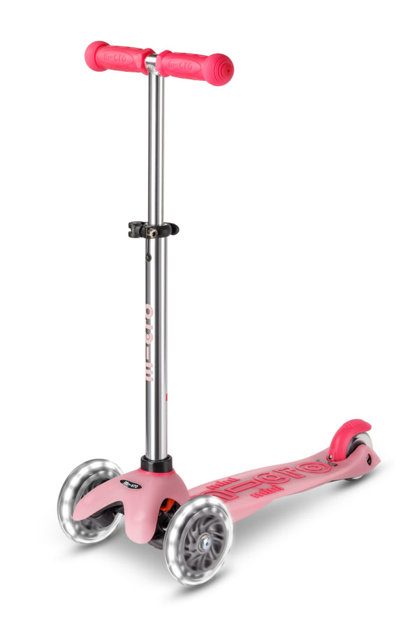 Mini Micro Deluxe Glow LED - Frosty Pink - 3-Wheeled Scooter for Kids, Ages 2-5