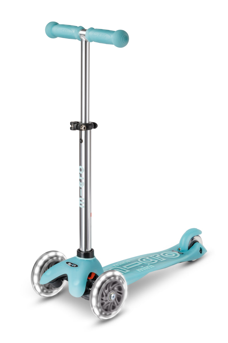 Mini Micro Deluxe Glow LED - Glacier Aqua - 3-Wheeled Scooter for Kids, Ages 2-5