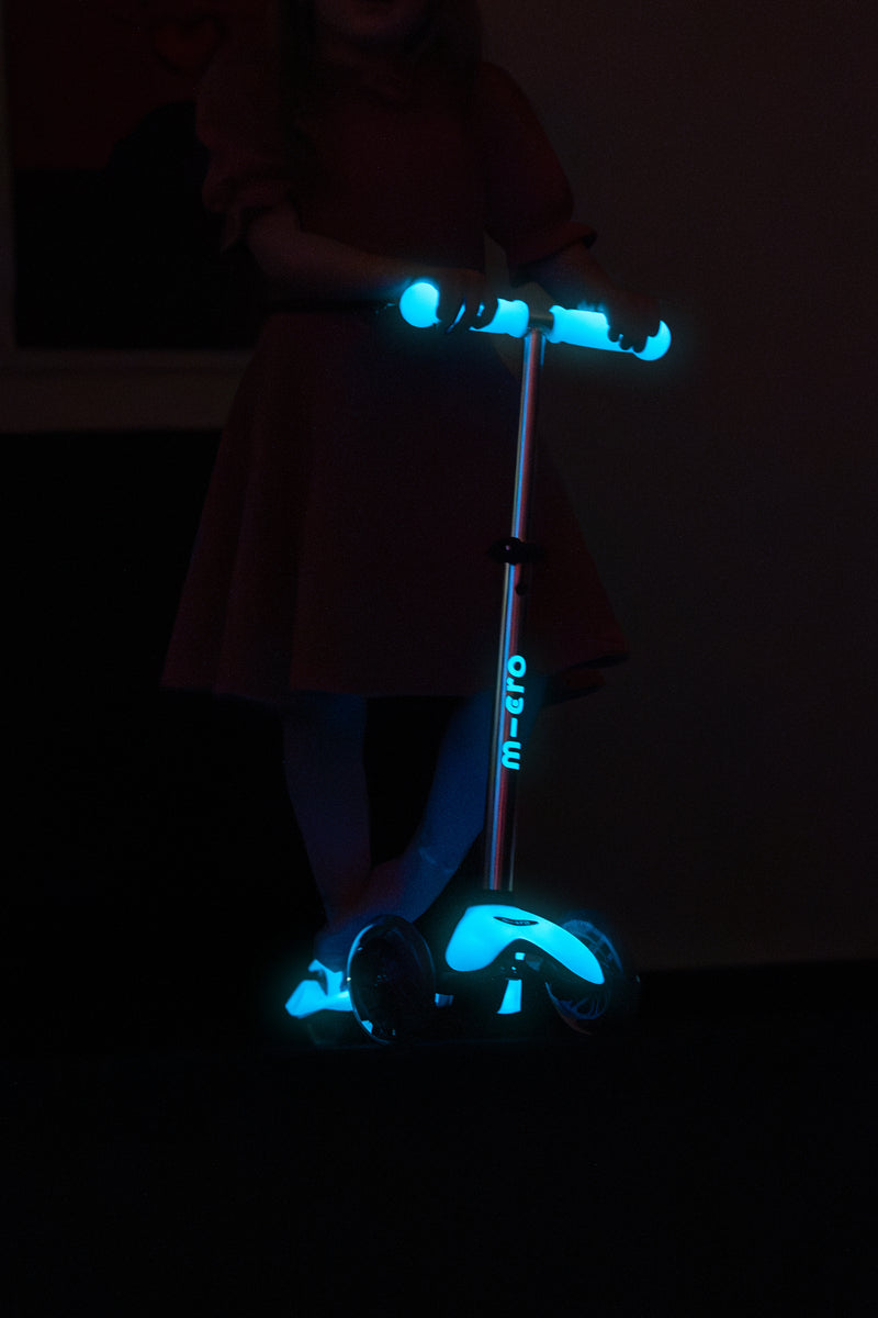 Mini Micro Deluxe Glow LED - Glacier Aqua - 3-Wheeled Scooter for Kids, Ages 2-5