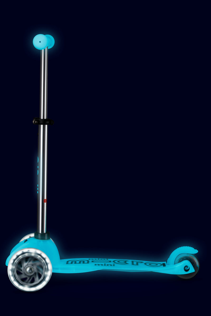 Mini Micro Deluxe Glow LED - Glacier Aqua - 3-Wheeled Scooter for Kids, Ages 2-5