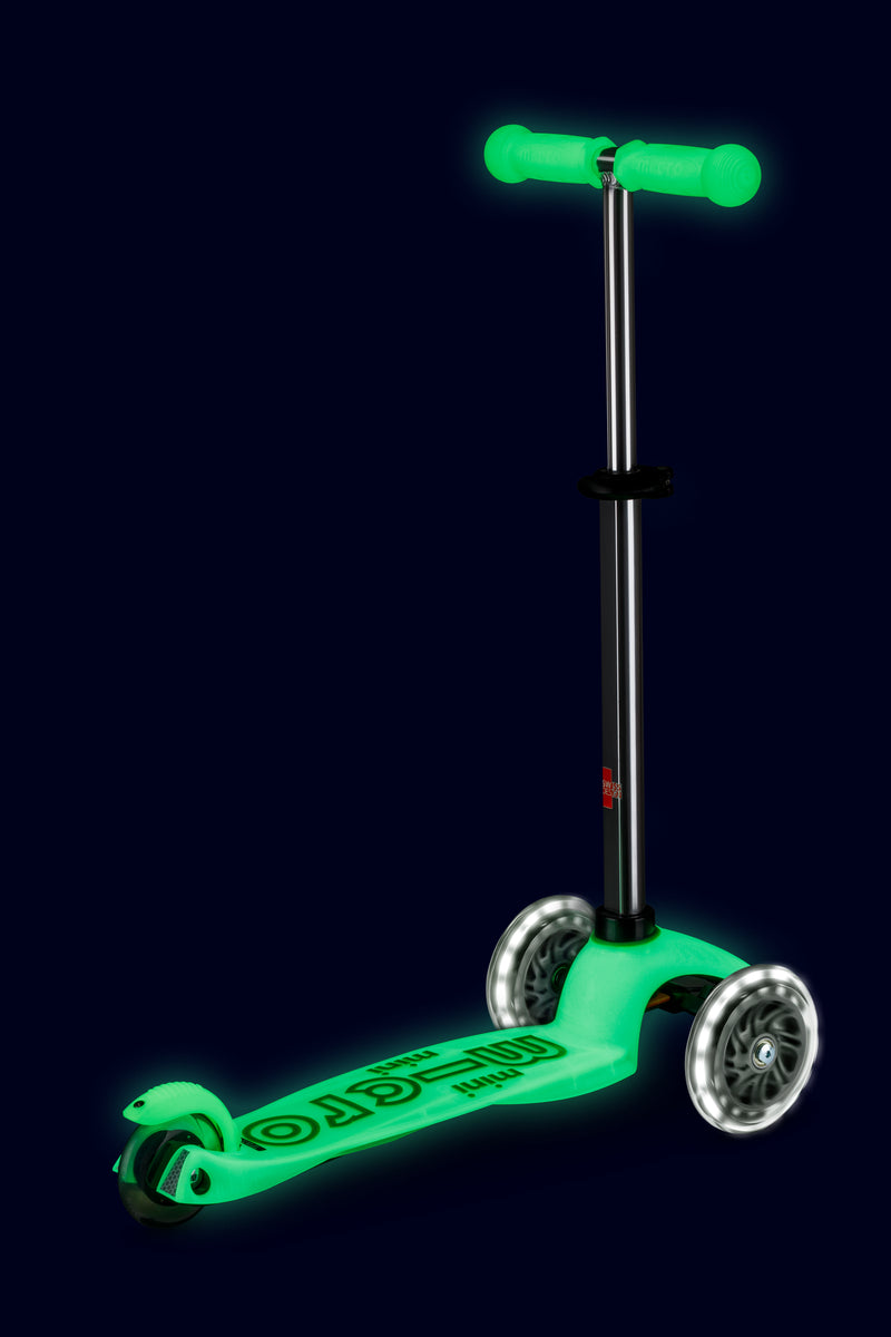 Mini Micro Deluxe Glow LED - Icy Lime - 3-Wheeled Scooter for Kids, Ages 2-5