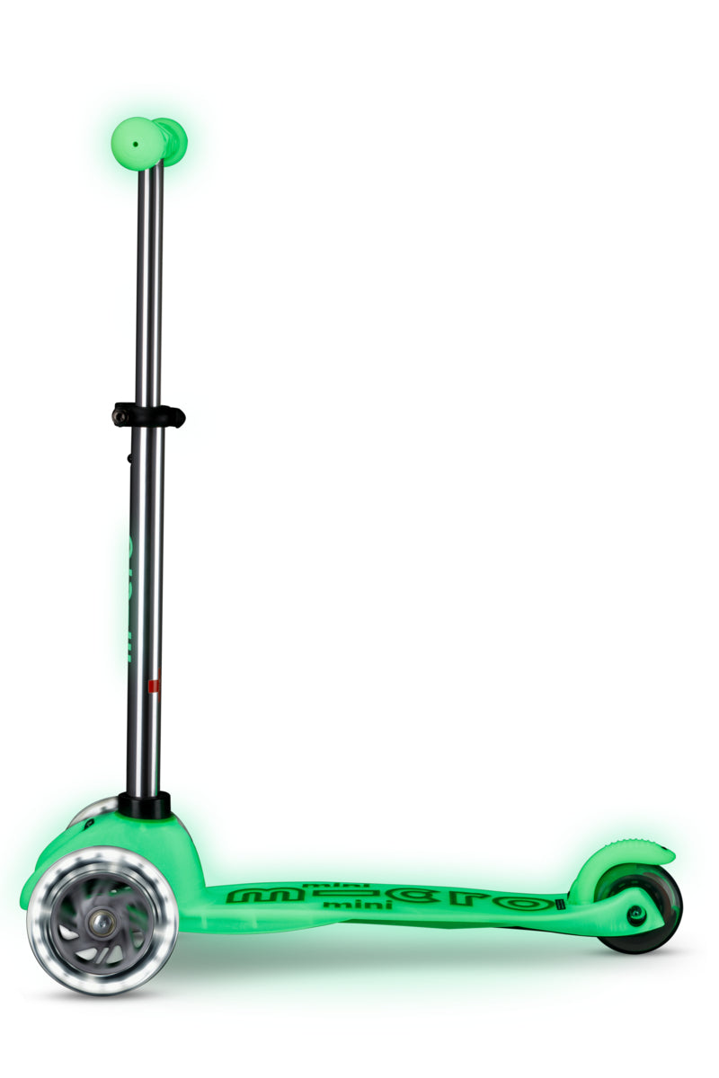 Mini Micro Deluxe Glow LED - Icy Lime - 3-Wheeled Scooter for Kids, Ages 2-5