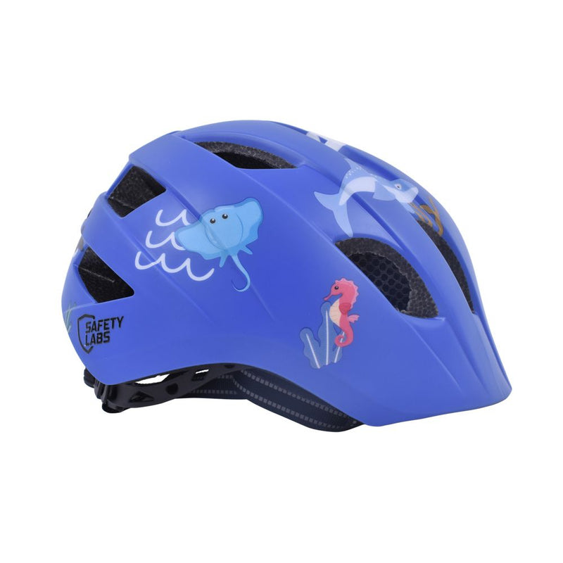 Safety Labs Kids Helmet | LED safety light | Ages 2 - 7 - EN1078 Certified - Blue - Under the Sea